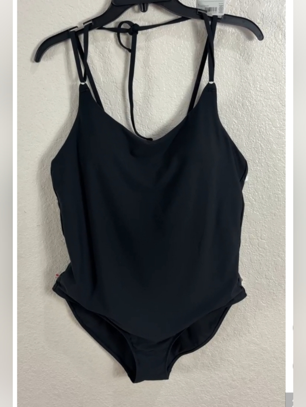 Athleta Black One-Piece Swimsuit with Adjustable Straps,Size L.